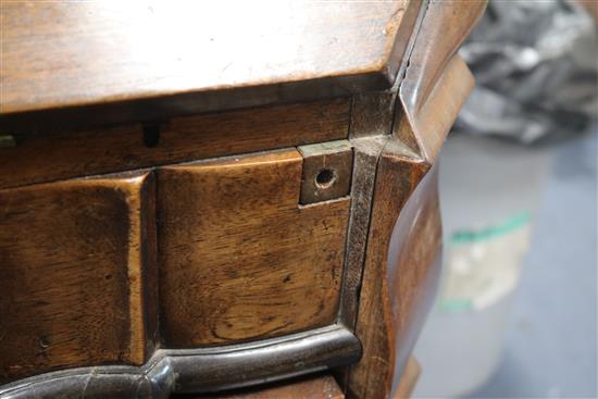 A mid 18th century Dutch Colonial ebony and teak bureau W.100cm
